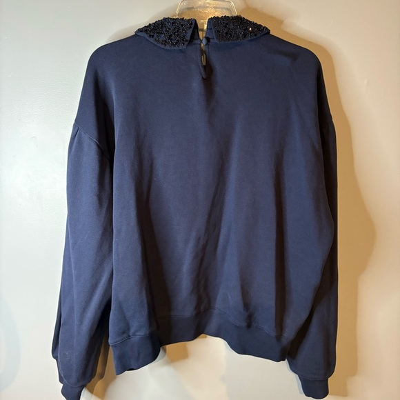 J. Crew Navy Sequin Collar Sweatshirt - Picture 5 of 5